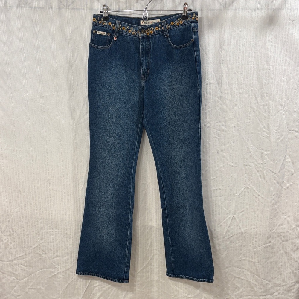 Vintage Zana Di Flare Jeans with Floral Embroidery